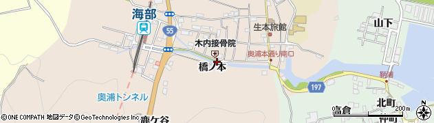 奥浦西分(野田医院前)周辺の地図