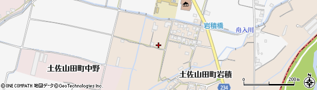 高知県香美市土佐山田町岩積周辺の地図