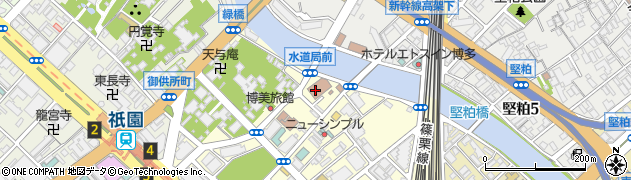 福岡市役所水道局　保全部保全課道路上の漏水等の通報周辺の地図