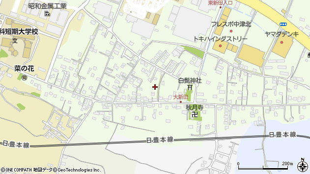 〒871-0001 大分県中津市大新田の地図