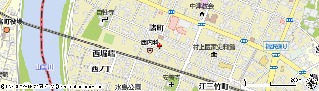 中津新魚町郵便局周辺の地図
