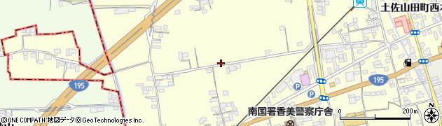 高知県香美市土佐山田町中組周辺の地図