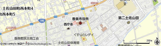 高知県香美市周辺の地図