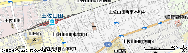 土佐山田郵便局周辺の地図