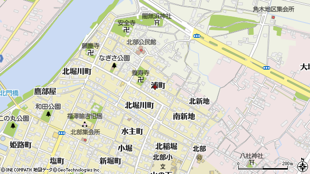 〒871-0093 大分県中津市浦町の地図