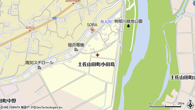 〒782-0014 高知県香美市土佐山田町小田島の地図