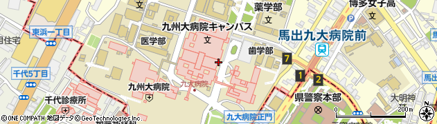 九州大学　医系学部等事務部・附属図書館・医学図書館周辺の地図