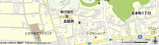 高知県香美市土佐山田町（北組西）周辺の地図
