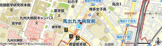 馬出九大病院前駅周辺の地図