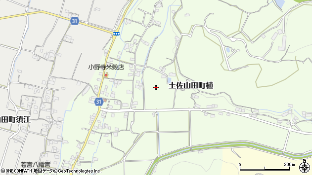 〒782-0054 高知県香美市土佐山田町植の地図