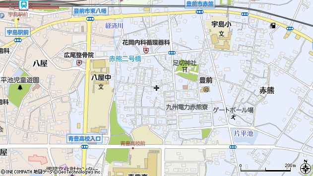 〒828-0027 福岡県豊前市赤熊の地図