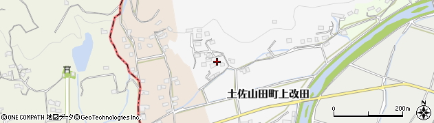 高知県香美市土佐山田町上改田周辺の地図