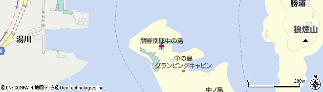 碧き島の宿熊野別邸中の島周辺の地図