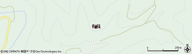 愛媛県久万高原町（上浮穴郡）有枝周辺の地図