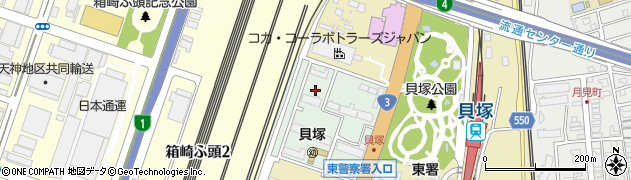 福岡県福岡市東区貝塚団地周辺の地図