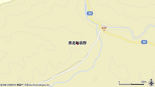 〒781-4216 高知県香美市香北町萩野の地図