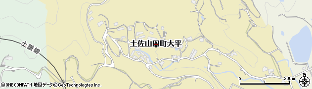 高知県香美市土佐山田町大平周辺の地図
