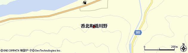 高知県香美市香北町橋川野周辺の地図