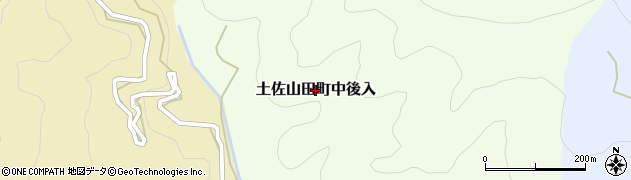 高知県香美市土佐山田町中後入周辺の地図