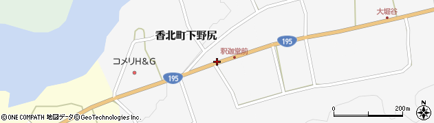 高知県香美市香北町下野尻周辺の地図