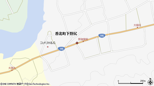 〒781-4213 高知県香美市香北町下野尻の地図