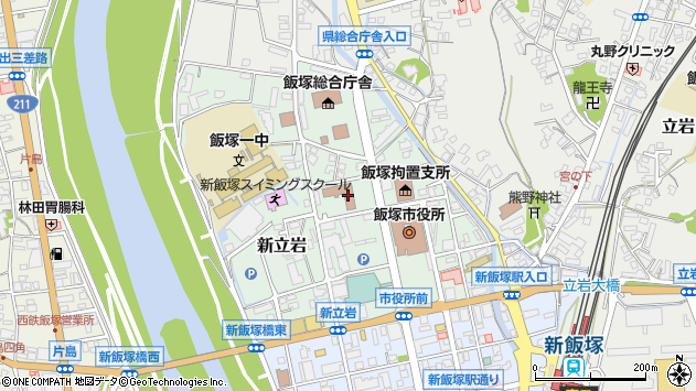 〒820-0004 福岡県飯塚市新立岩の地図