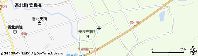 高知県香美市香北町韮生野350周辺の地図