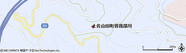 高知県香美市土佐山田町曽我部川周辺の地図