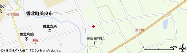 高知県香美市香北町韮生野222周辺の地図