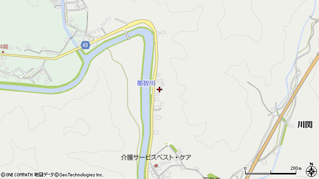 〒649-5304 和歌山県東牟婁郡那智勝浦町川関の地図