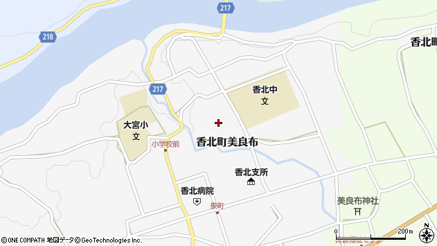 〒781-4212 高知県香美市香北町美良布の地図