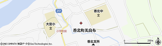 高知県香美市香北町美良布周辺の地図