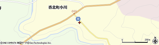 高知県香美市香北町小川158周辺の地図