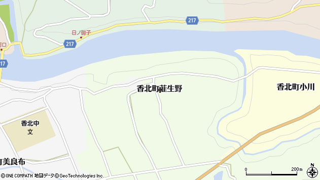 〒781-4211 高知県香美市香北町韮生野の地図