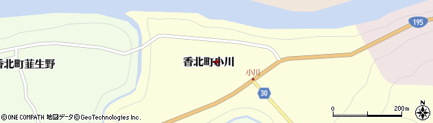 高知県香美市香北町小川周辺の地図