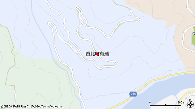 〒781-4224 高知県香美市香北町有瀬の地図