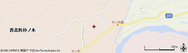 高知県香美市香北町朴ノ木272周辺の地図