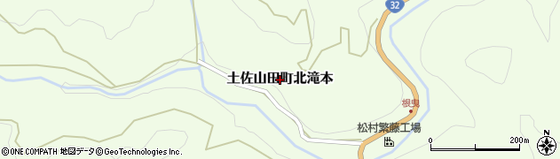 高知県香美市土佐山田町北滝本周辺の地図