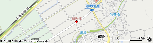 猪野赤坂バス停前周辺の地図