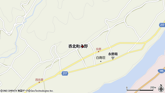 〒781-4236 高知県香美市香北町永野の地図