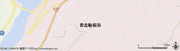 高知県香美市香北町根須周辺の地図