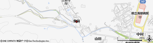 徳島県牟岐町（海部郡）中村（奥前）周辺の地図