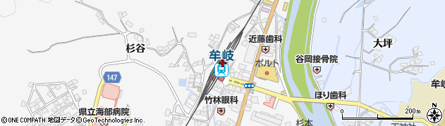 牟岐駅周辺の地図