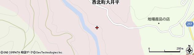 高知県香美市香北町大井平周辺の地図