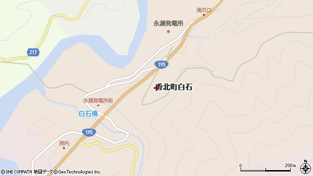 〒781-4203 高知県香美市香北町白石の地図