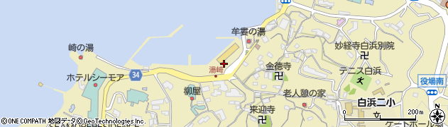 湯崎浜広場駐車場周辺の地図