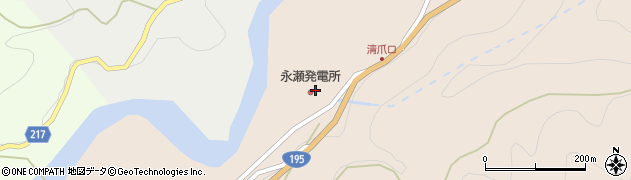 高知県公営企業局　永瀬発電所周辺の地図