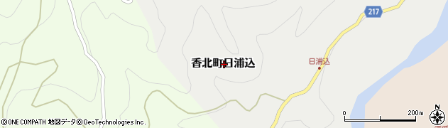 高知県香美市香北町日浦込周辺の地図
