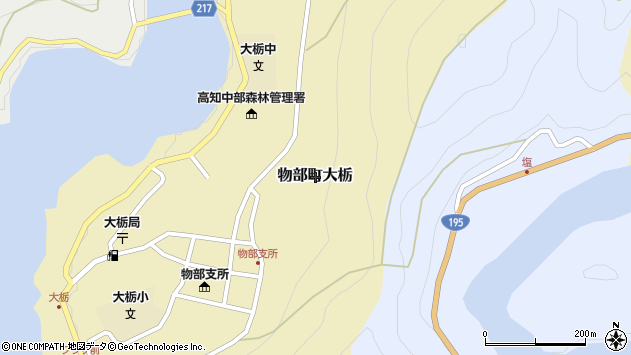 〒781-4401 高知県香美市物部町大栃の地図