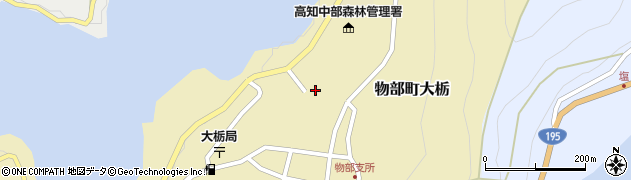 高知県香美市物部町大栃1554周辺の地図